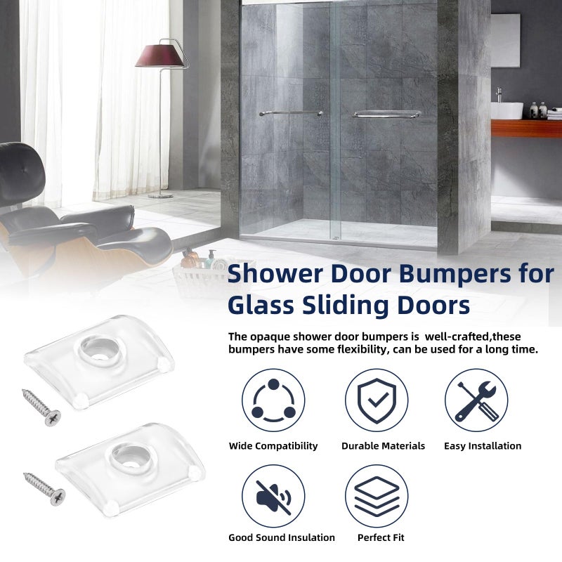 HEBRAR Glass Shower Door Bumpers for Glass Sliding Doors, Wall Jamb Bumper with Screws for Use with Sliding Tub Enclosure Sliding Shower Door Replacement Parts 2pcs - Image 4